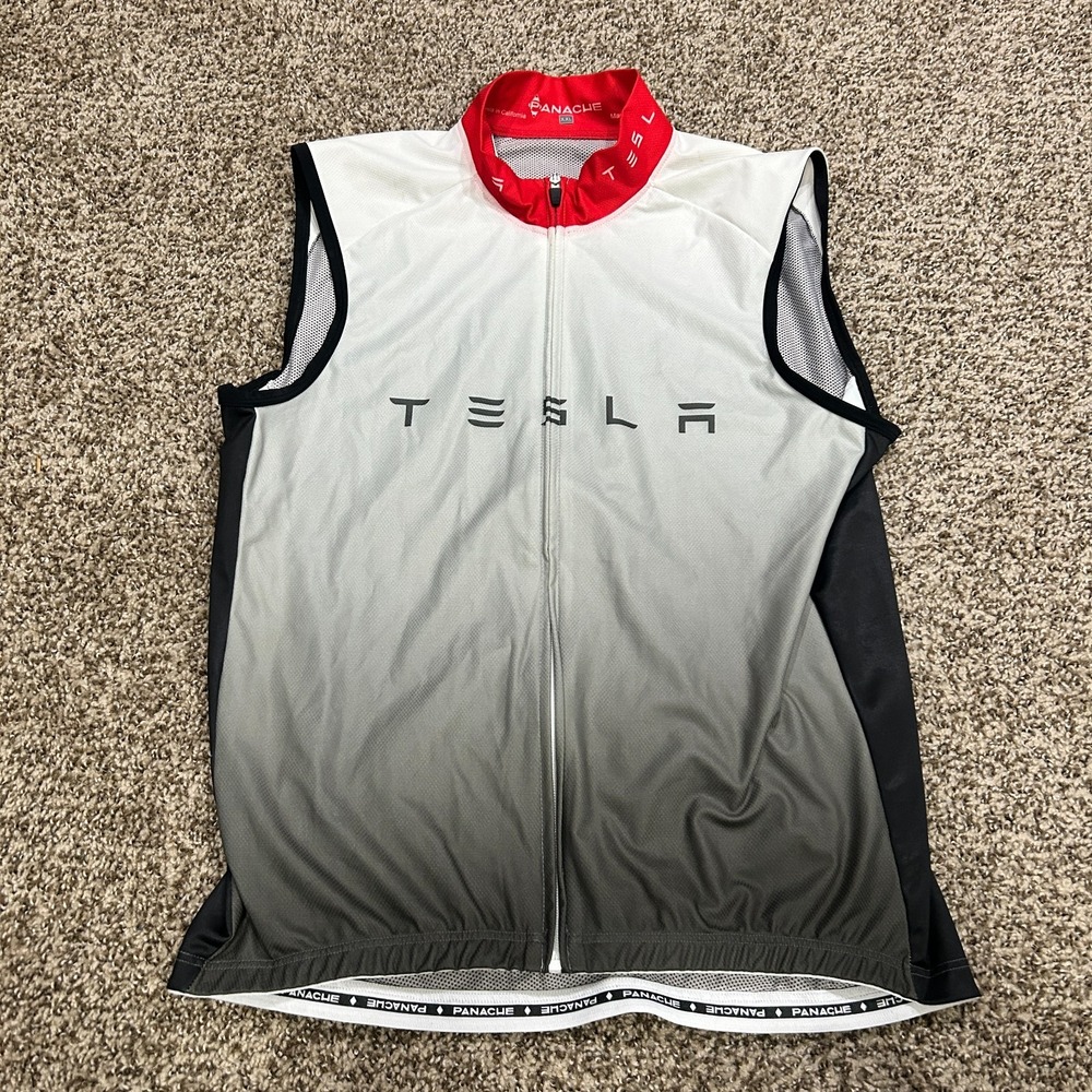 Tesla Zip-Up Biking Running Vest 2XL Polyester White/Gray
